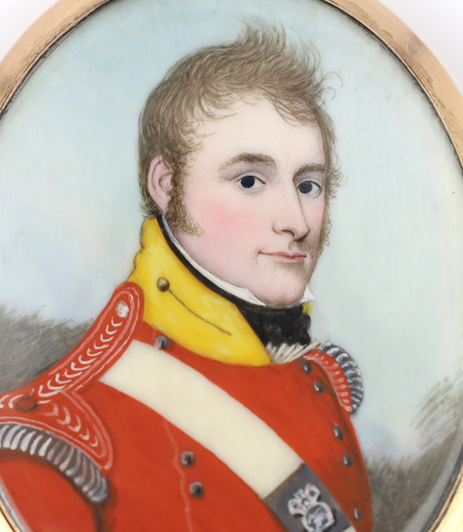 Frederick Buck (Irish, 1771-1840), Portrait miniature of an army officer, watercolour on ivory, 6.5 x 5cm. CITES Submission reference 71XFZQZR